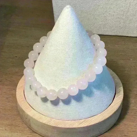 Rose Quartz Stone Pink Stretch Bracelet - Picture 2 of 5